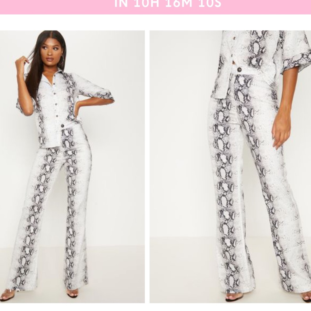 SALE NEW ❤️Pretty Little Thing Grey snake printed wide leg trouser
